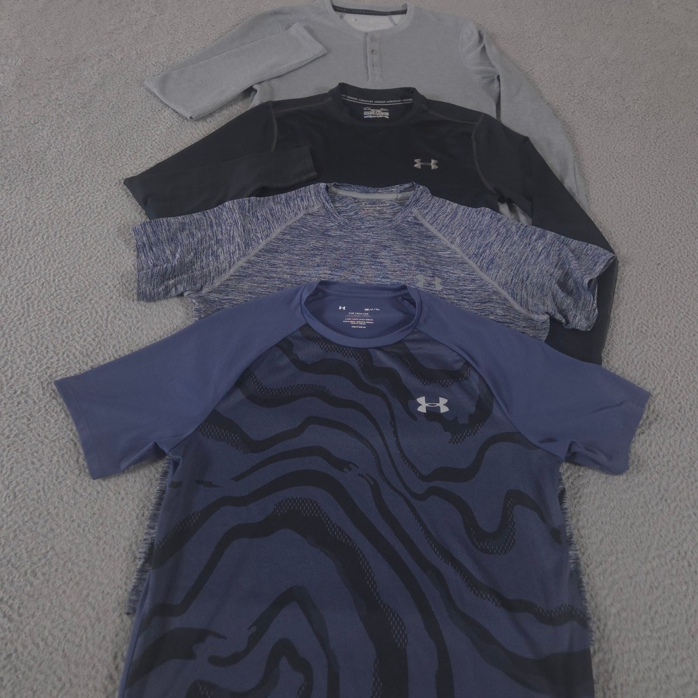 LOT OF 4 Under Armour Shirt Mens S Multi Threadborne Henley Tech 2.0 Tee T-Shirt